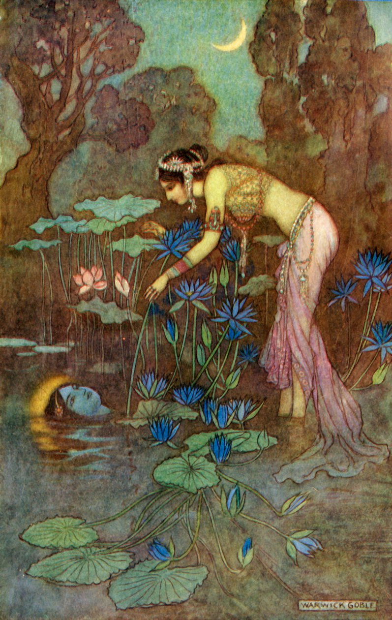"Sita löytää Raman lootuskukkien keskuudesta", 1913. tekijältä Warwick Goble