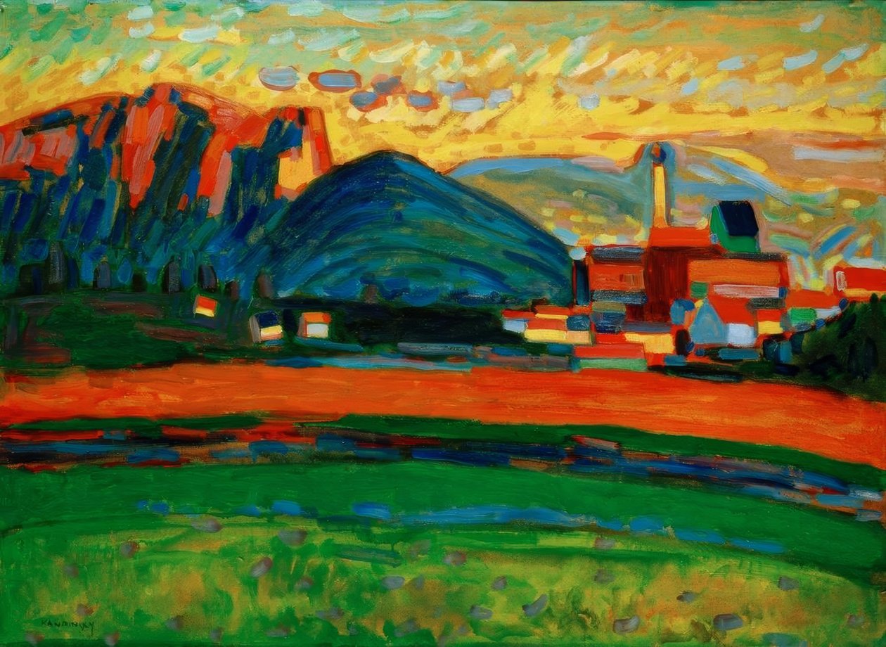 Berglandschaft mit Dorf I tekijältä Wassily Kandinsky