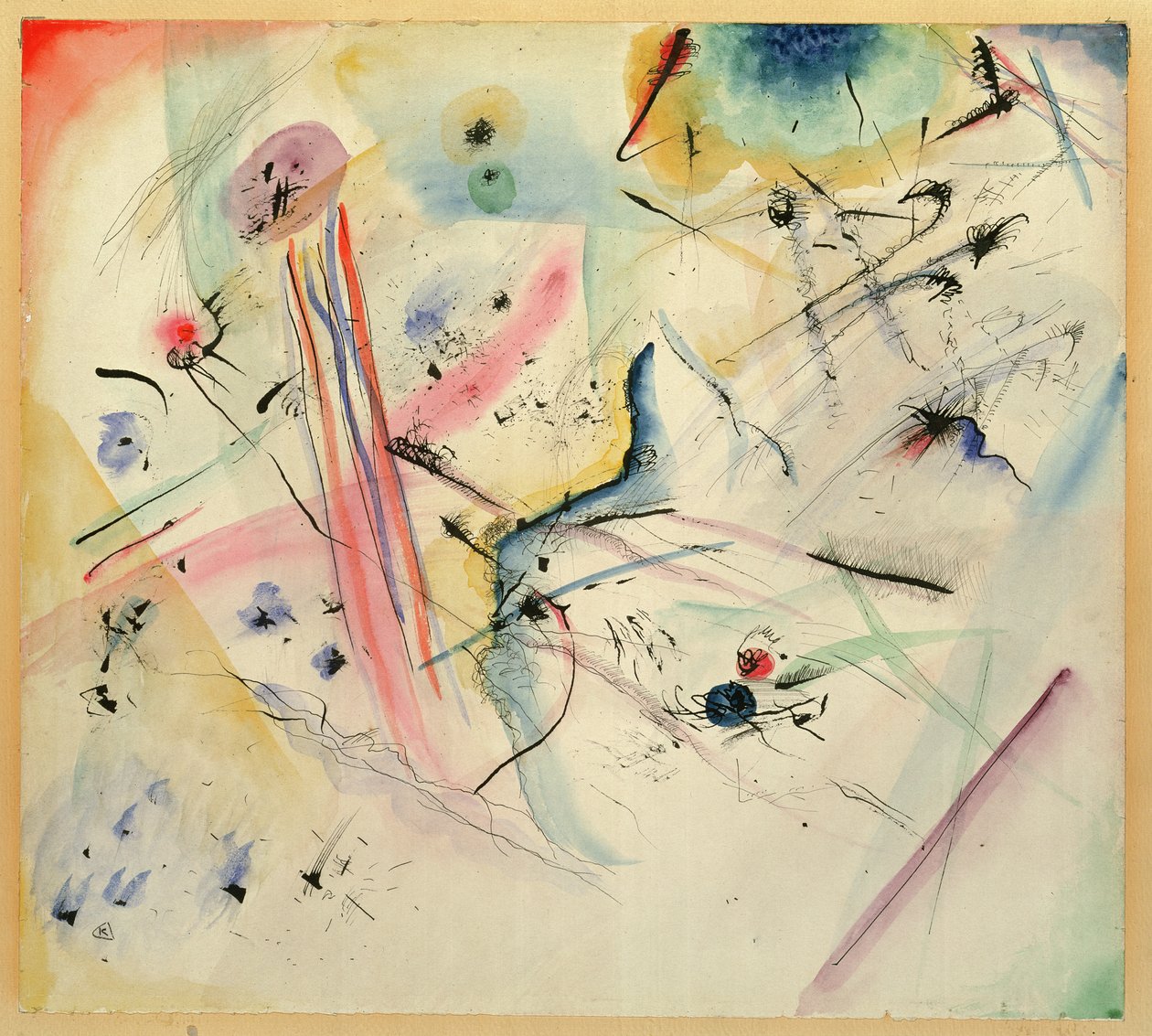 Sävellys punaisilla ja sinisillä raidoilla, 1913 tekijältä Wassily Kandinsky