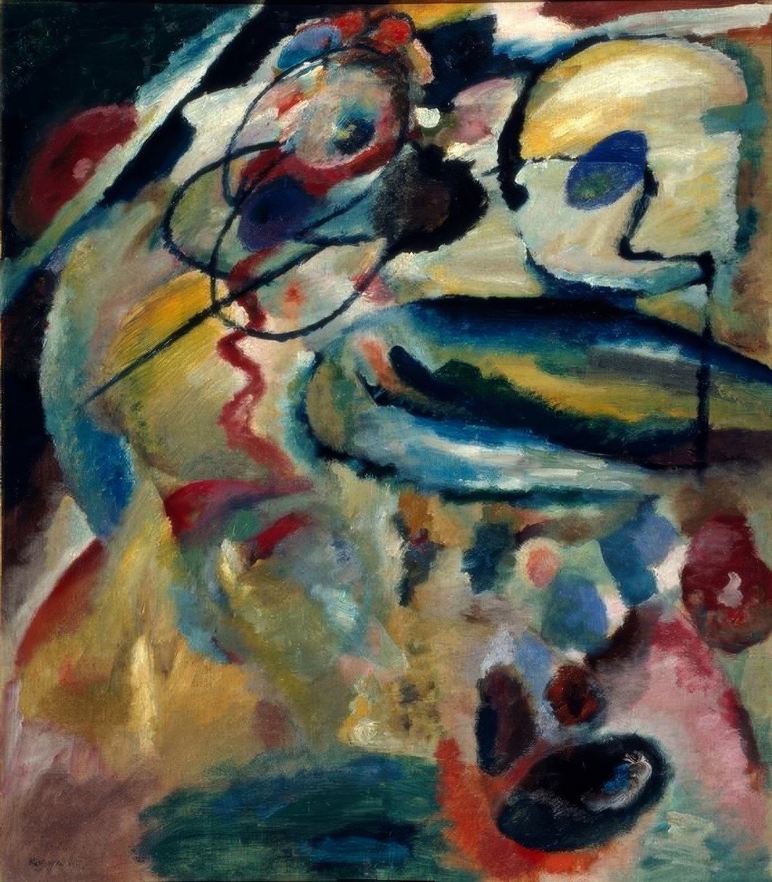 Erstes gegenstandsloses Bild mit Kreis tekijältä Wassily Kandinsky