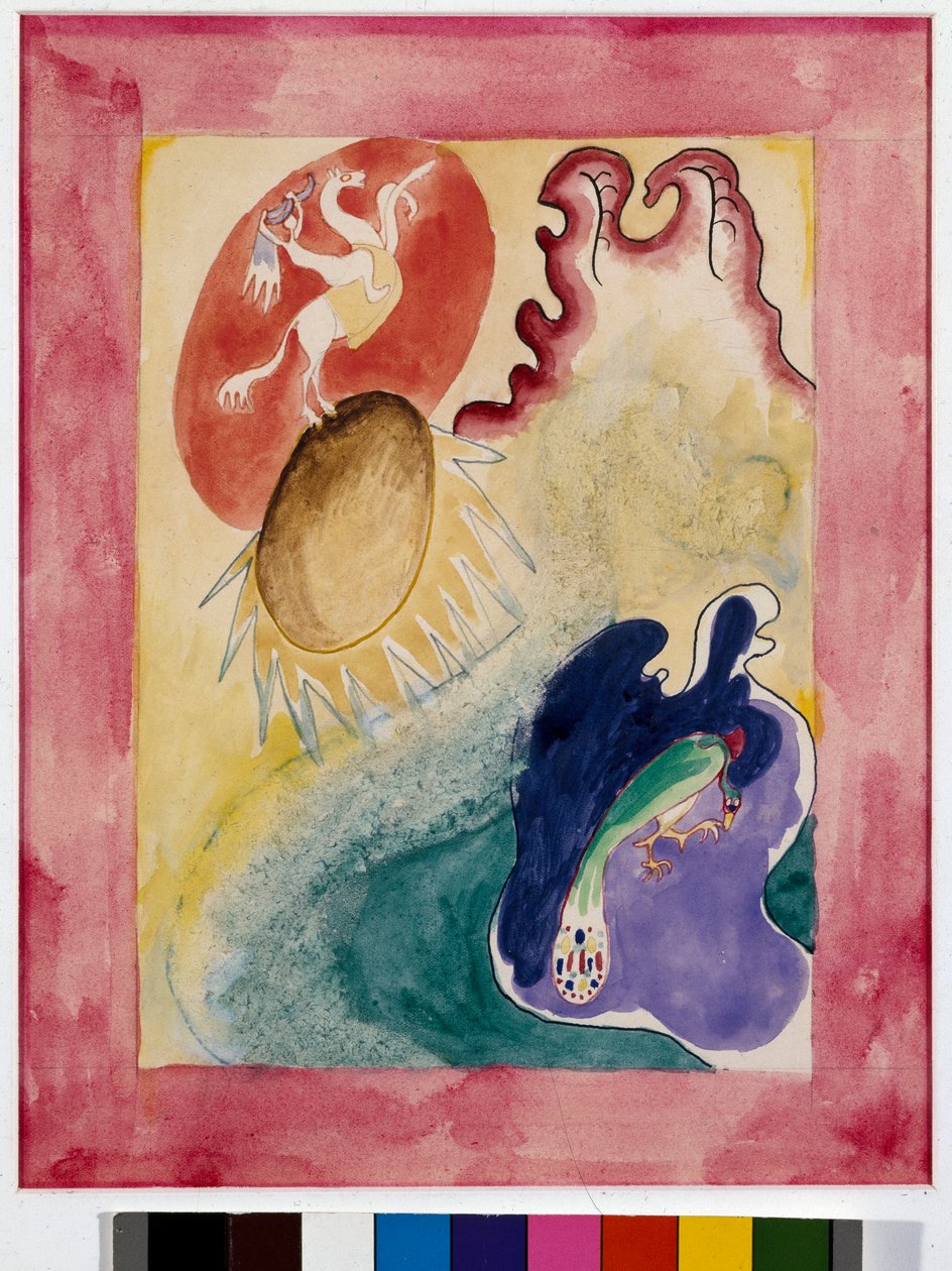 Ekspressionismi: kansiprojekti ""The Blue Rider" -almanakille" tekijältä Wassily Kandinsky