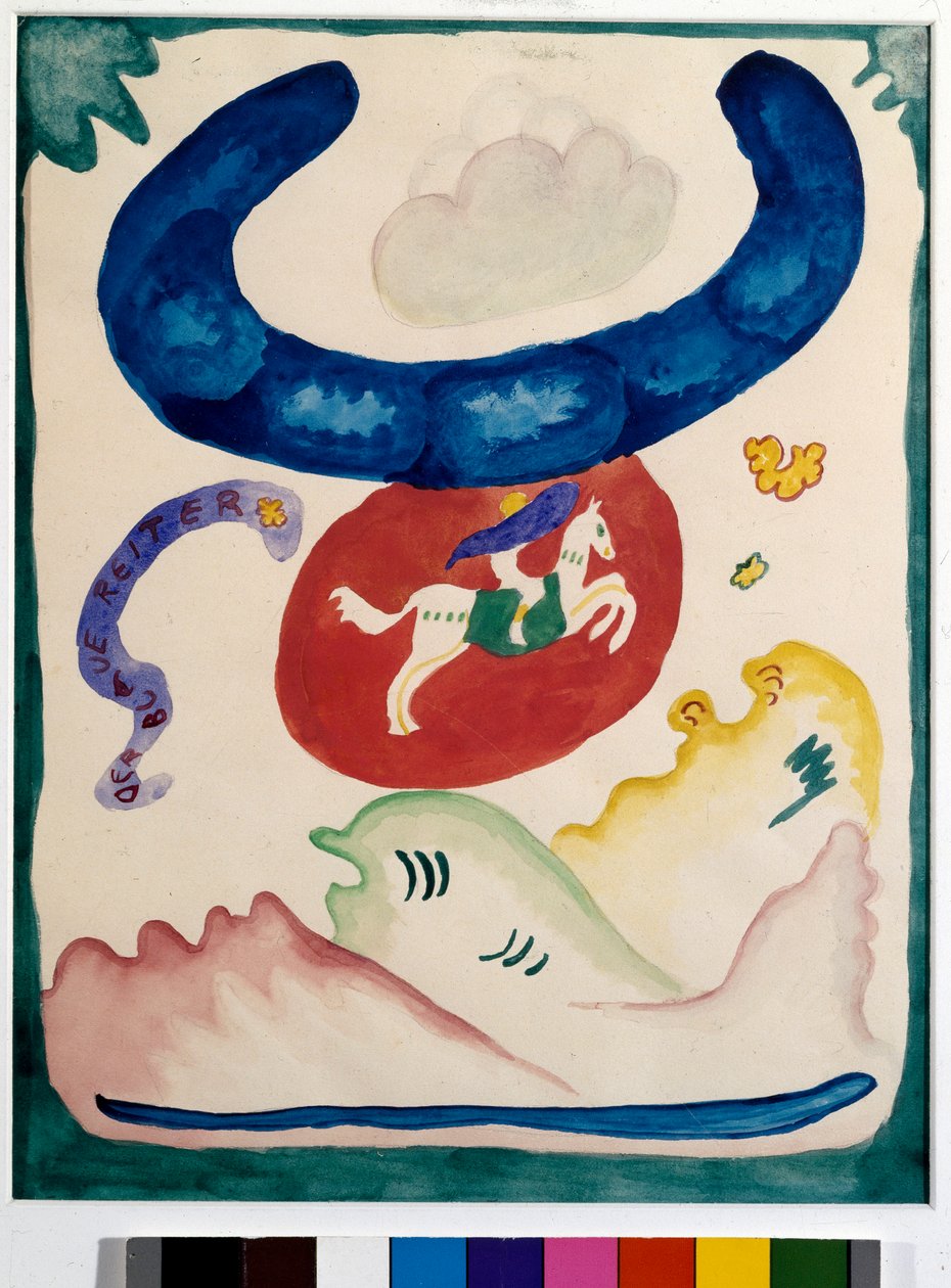 Ekspressionismi: kansiprojekti ""The Blue Rider" -almanakille" tekijältä Wassily Kandinsky
