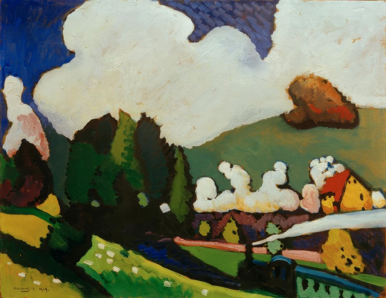Landschaft bei Murnau mit Lokomotive tekijältä Wassily Kandinsky