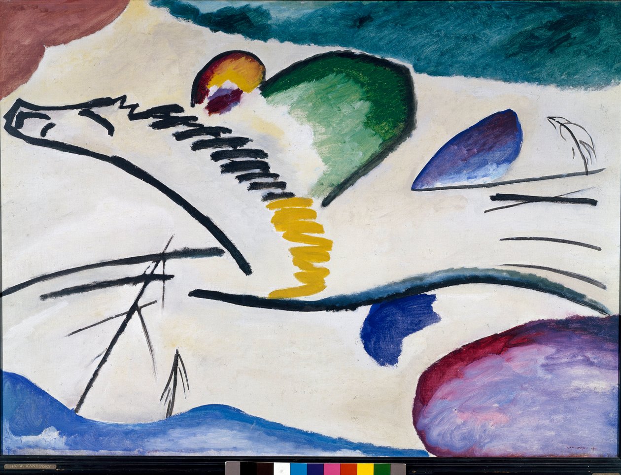 Vassily Kandinskyn (tai Wassily Kandinski tai Kandinskij, 1866-1944) lyriikkamaalaus. 1911 Dim. 94x130 cm Rotterdam, Museum Boymans-Van Beuningen tekijältä Wassily Kandinsky