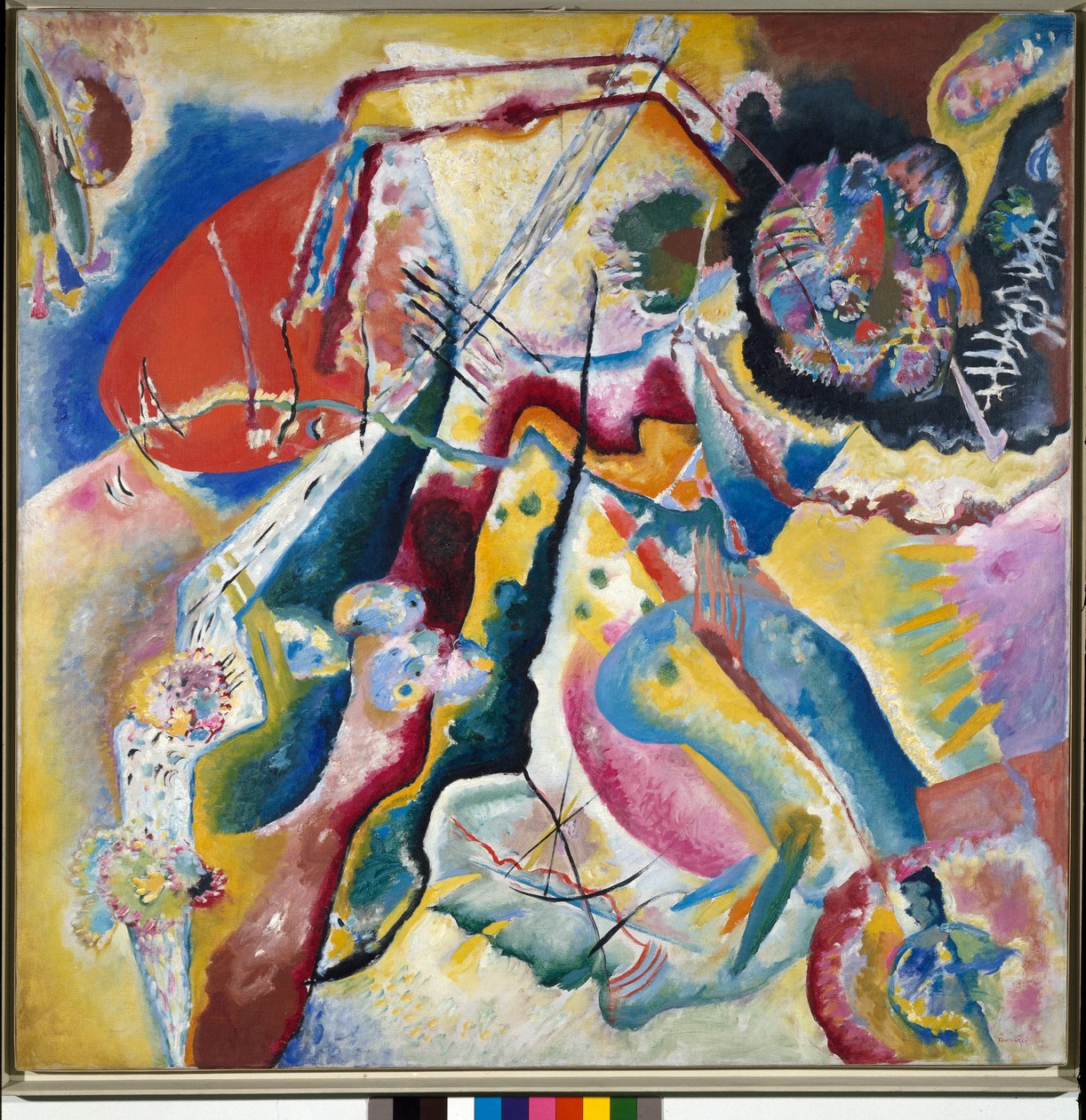 Maalaus punapisteellä Vassily Kandinskyn maalaus (tai Wassily Kandinsky tai Kandinsky, 1866-1944), 1914 - Yksityinen kokoelma tekijältä Wassily Kandinsky