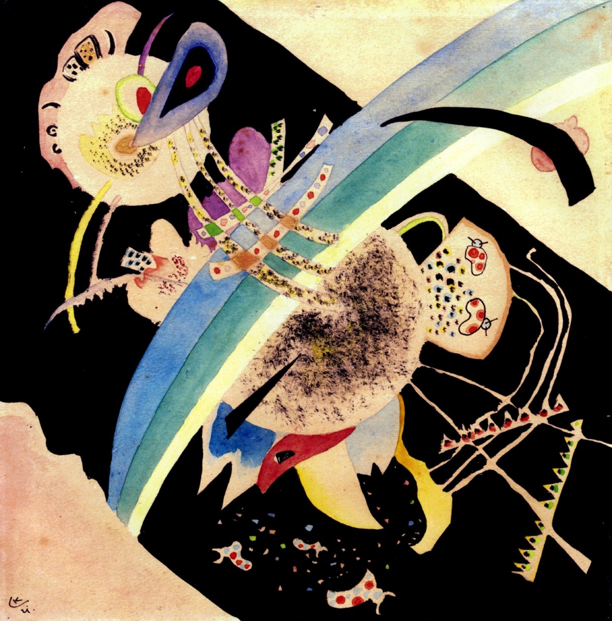 Study for Circles on Black, 1921 (wc ja muste paperille) tekijältä Wassily Kandinsky