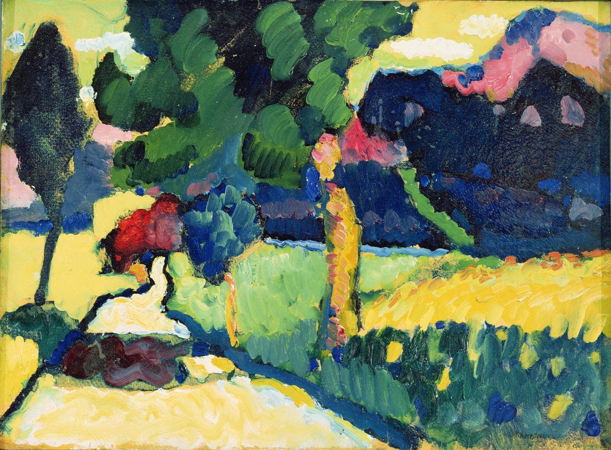 Kesämaisema, 1909 (öljy pahville) tekijältä Wassily Kandinsky