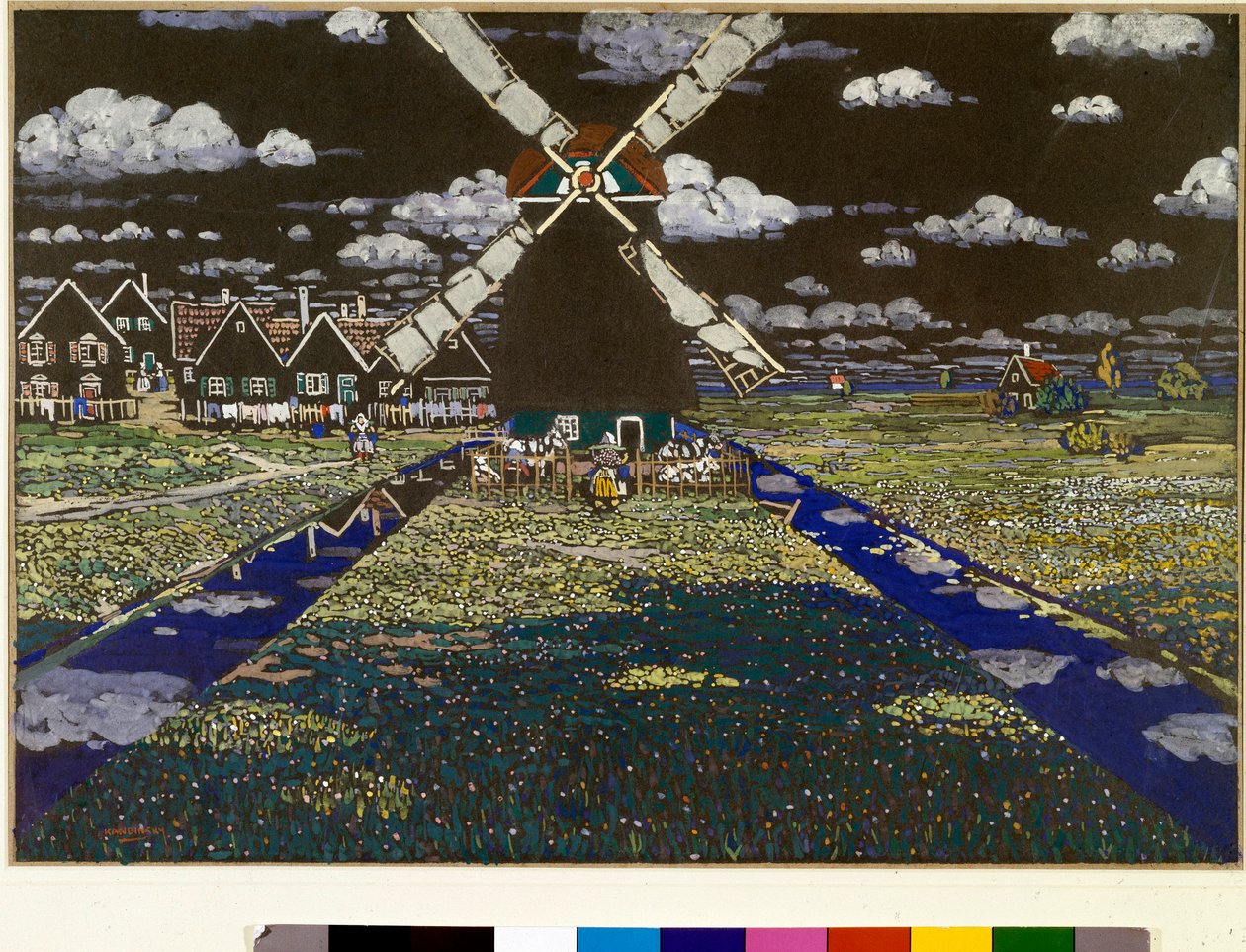 Vassili Kandinsky (tai Wassily Kandinsky tai Kandinsky, 1866-1944) Tempera-tuulimylly. 1904 Koko 37x52 cm yksityinen kokoelma tekijältä Wassily Kandinsky