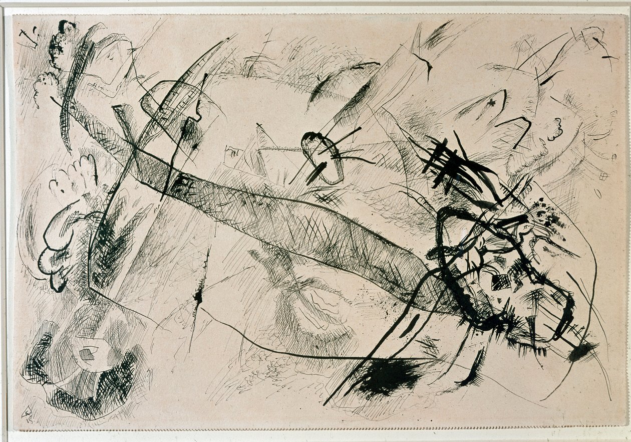 Nimetön piirustus Vassili Kandinsky (tai Wassily Kandinsky tai Kandinsky, 1866-1944). 1915 New York, Museum of Modern Art tekijältä Wassily Kandinsky