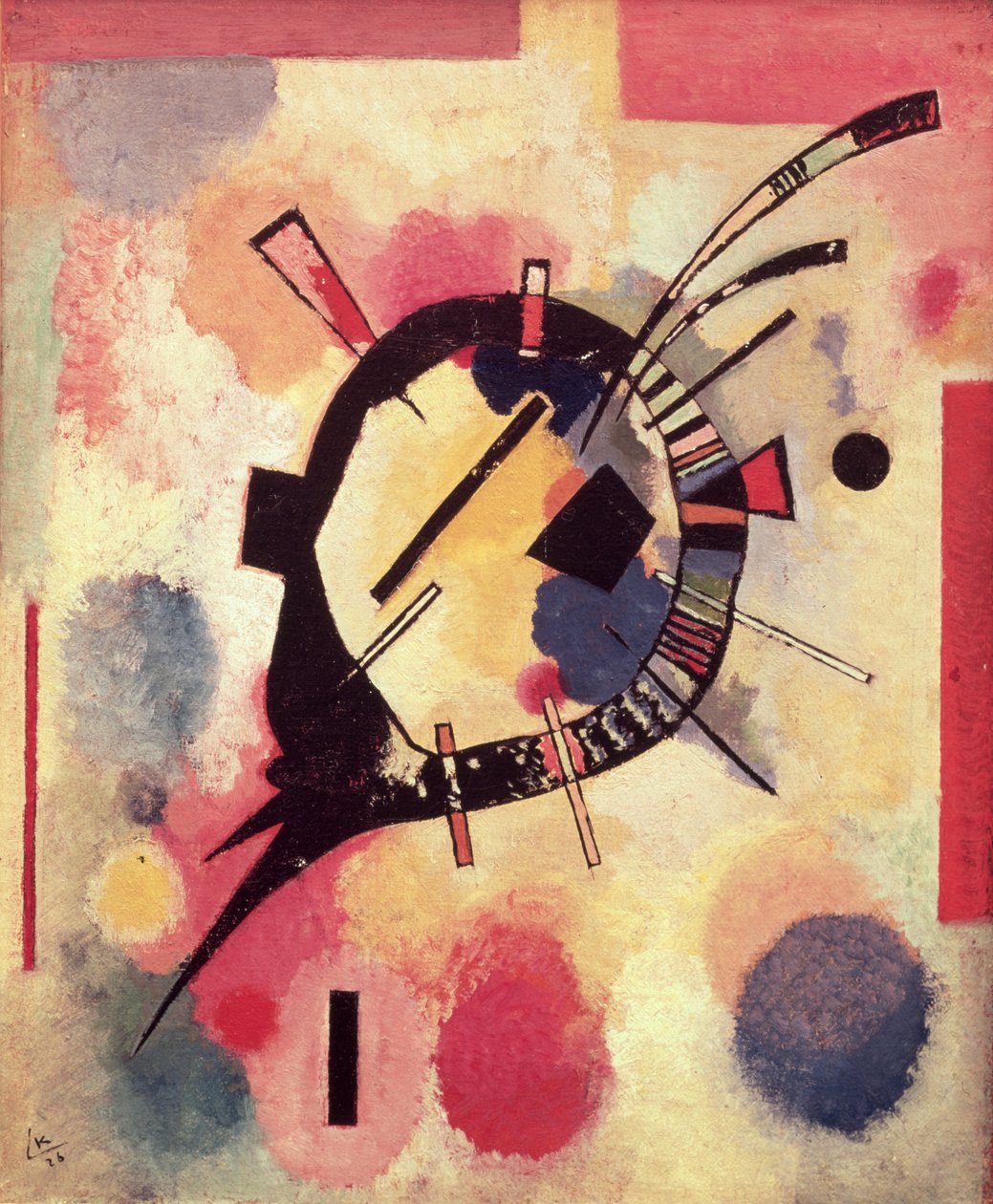 Keltainen keskus, 1926 (öljy pahville) tekijältä Wassily Kandinsky