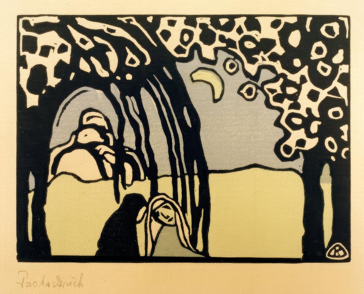 Zwei Frauen Mondlandschaftissa tekijältä Wassily Kandinsky