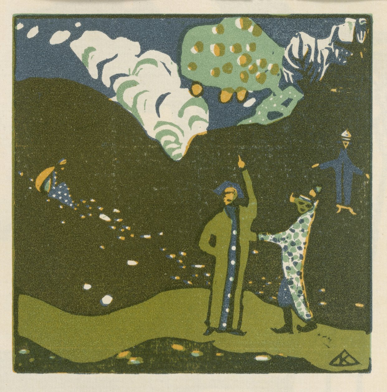 Omenapuu (lehti 39 teoksesta "Klänge") tekijältä Wassily Kandinsky