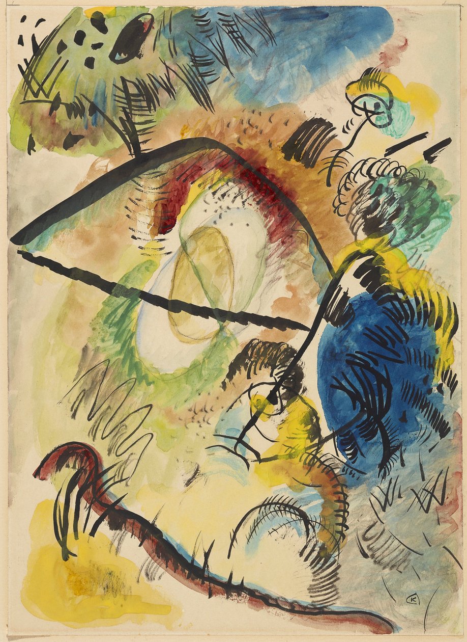 Akvarelli IX (mustilla viivoilla) tekijältä Wassily Kandinsky