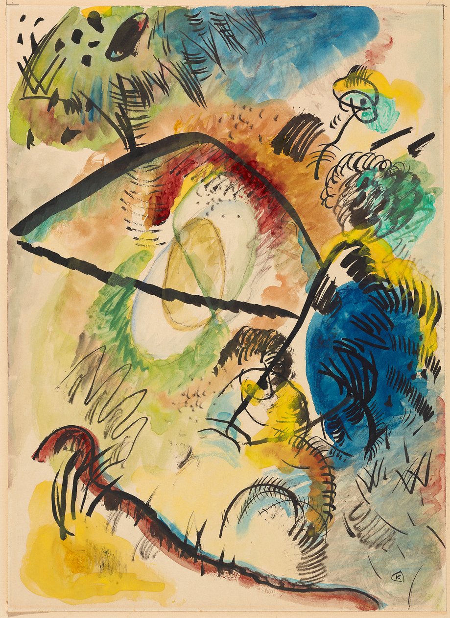 Akvarelli IX (mustilla viivoilla) tekijältä Wassily Kandinsky