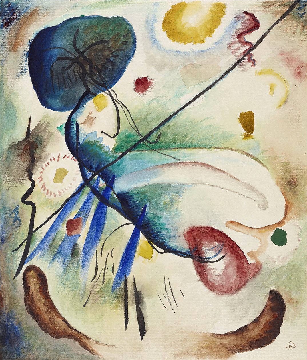 Aquarell mit Strich -vesiväri vedolla, 1912. tekijältä Wassily Kandinsky