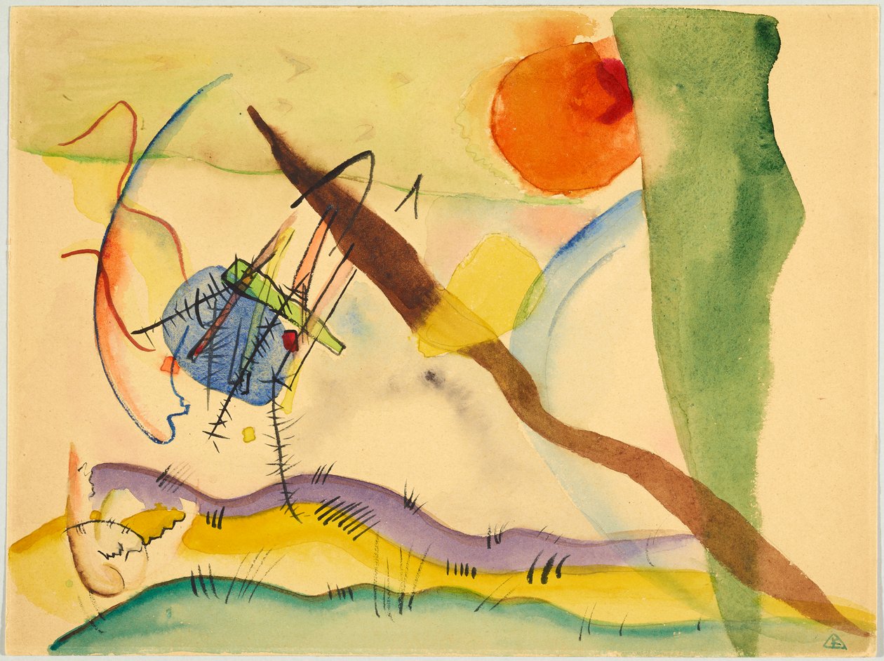Akvarelli, jossa on vihreät reunat tekijältä Wassily Kandinsky