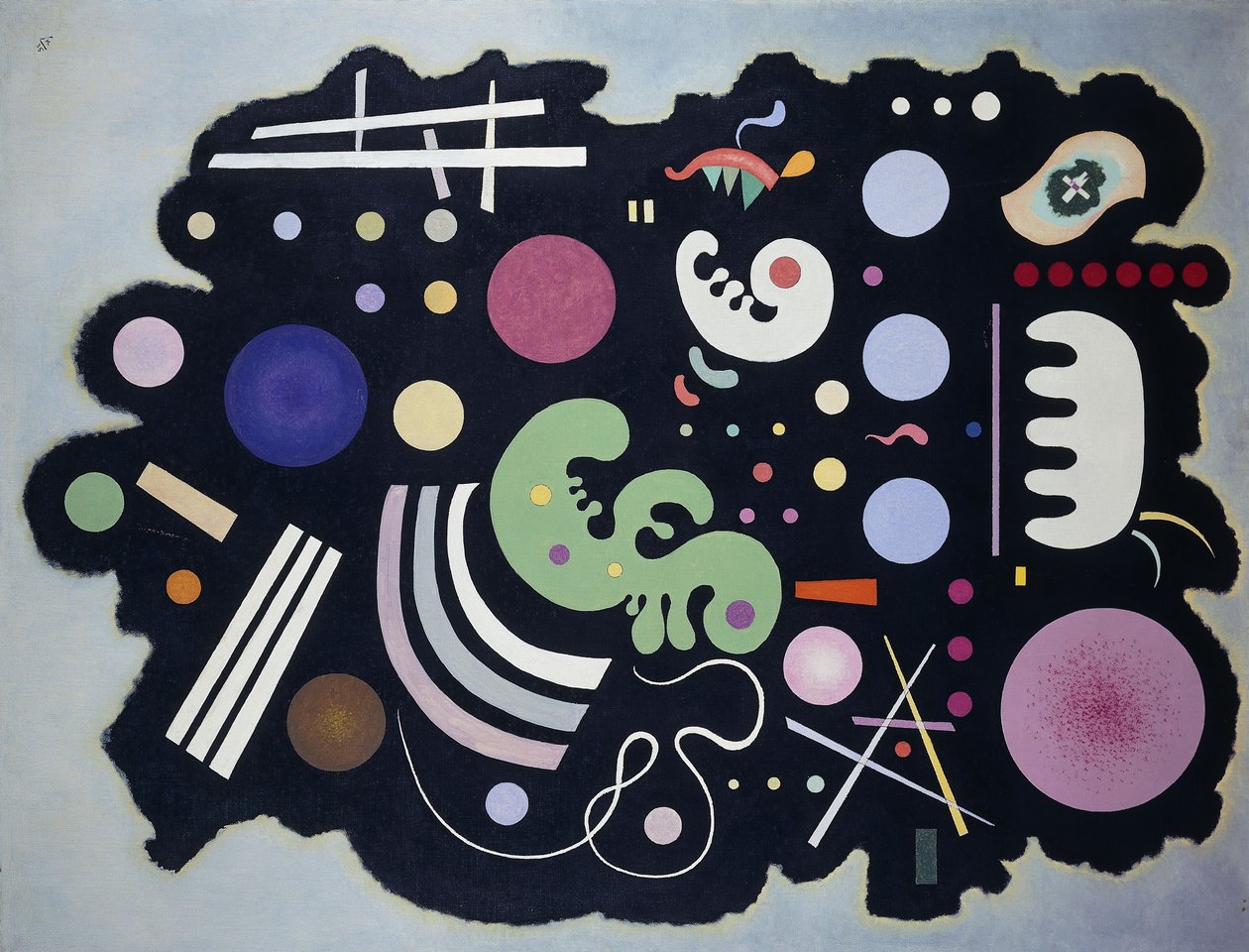 musta tilkkutäkki; Noir Bigarre tekijältä Wassily Kandinsky
