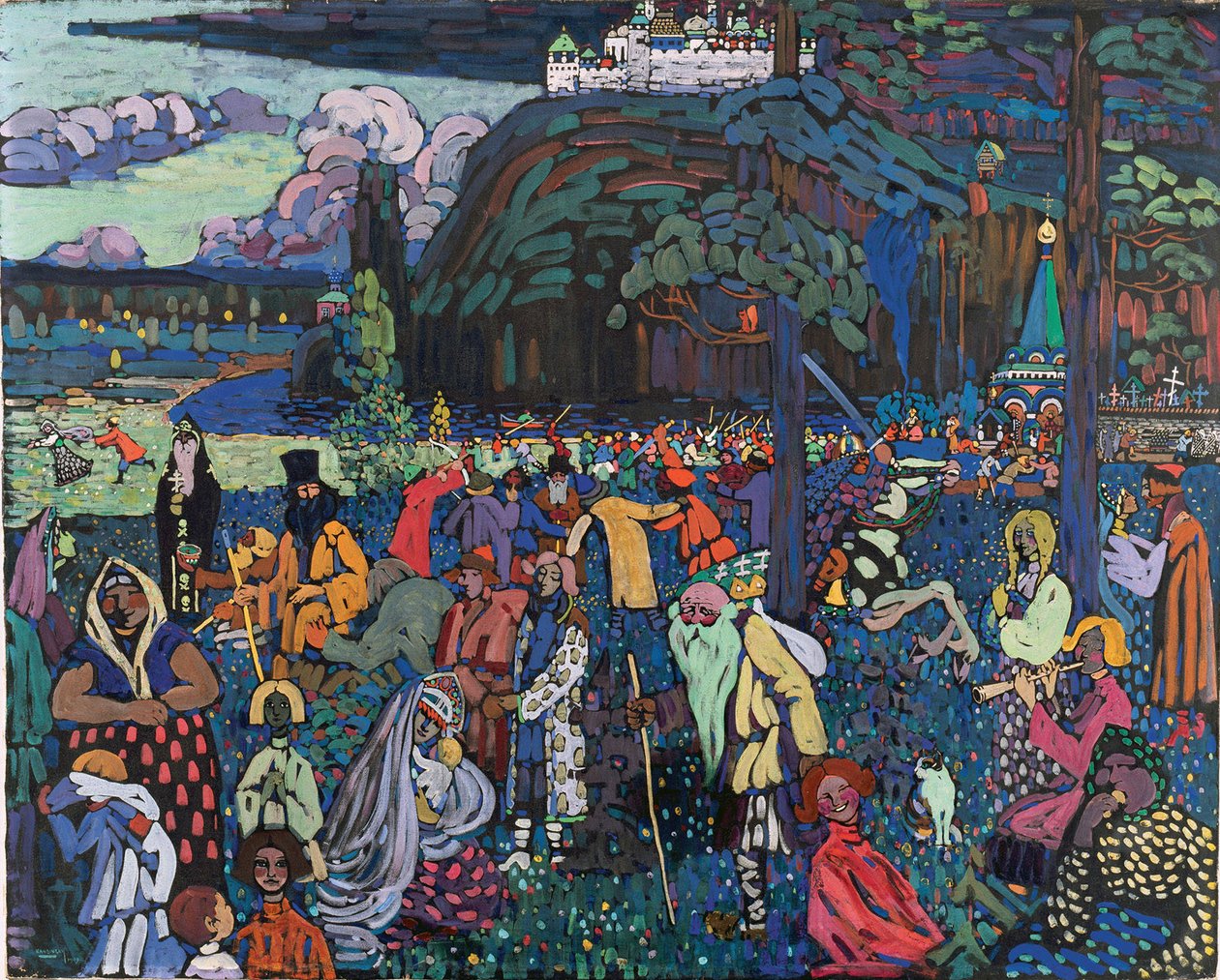 Värikäs elämä (Motley Life) 1907 (tempera kankaalle) tekijältä Wassily Kandinsky