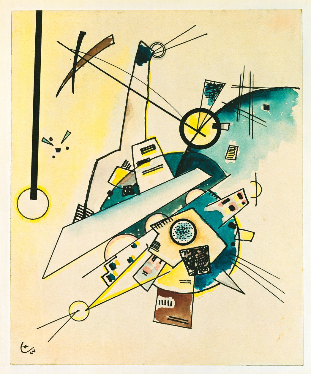 Koostumus (muste ja akvarelli paperille) tekijältä Wassily Kandinsky