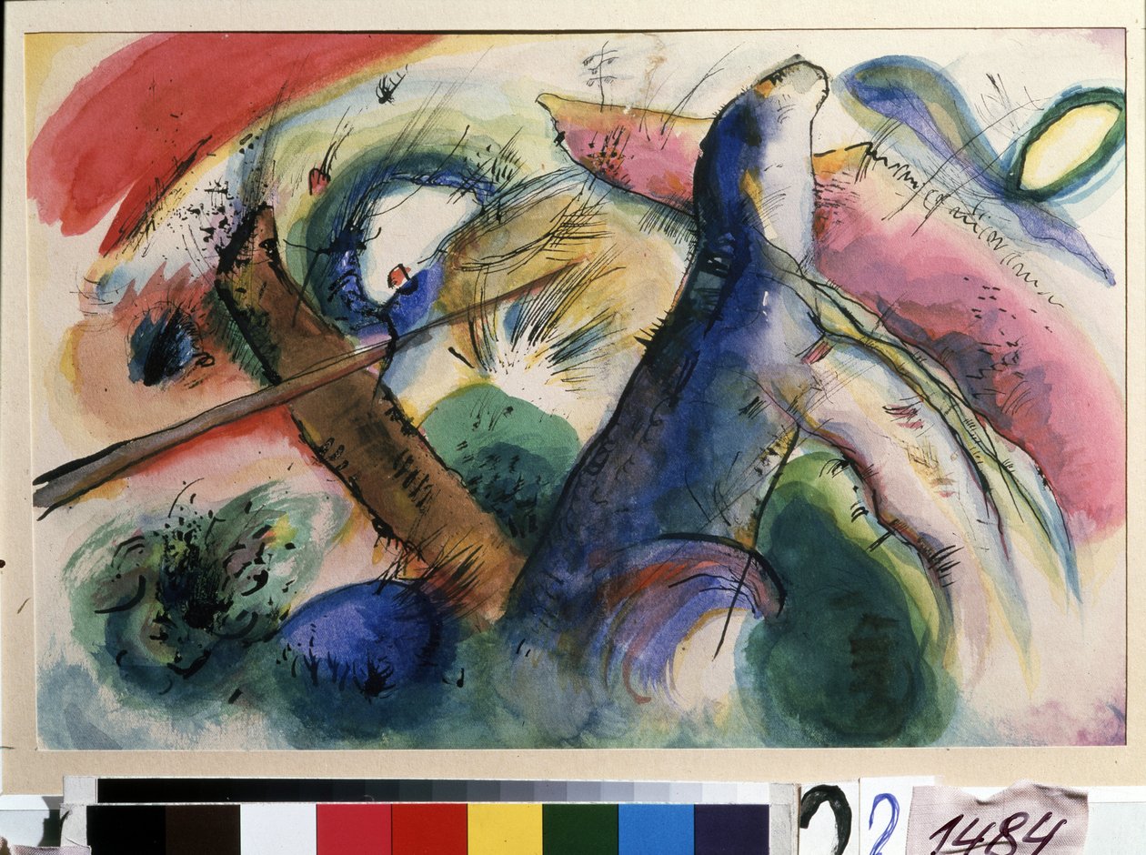 ""Koostelu E"" Vesiväri Vassily Kandinsky (tai Wassily Kandinsky tai Kandinskyj tekijältä Wassily Kandinsky