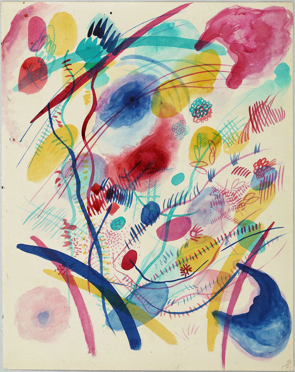 Sävellys punaisena, sinisenä, vihreänä ja keltaisena, 1913. tekijältä Wassily Kandinsky