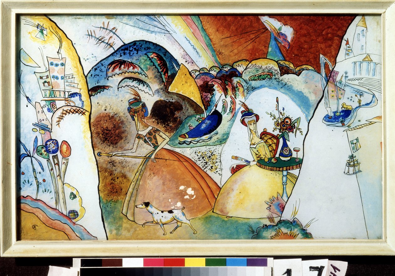""Ladies in Crinoline"" Akvarelli Vassily Kandinsky (tai Wassily Kandinsky tai Kandinskyj tekijältä Wassily Kandinsky