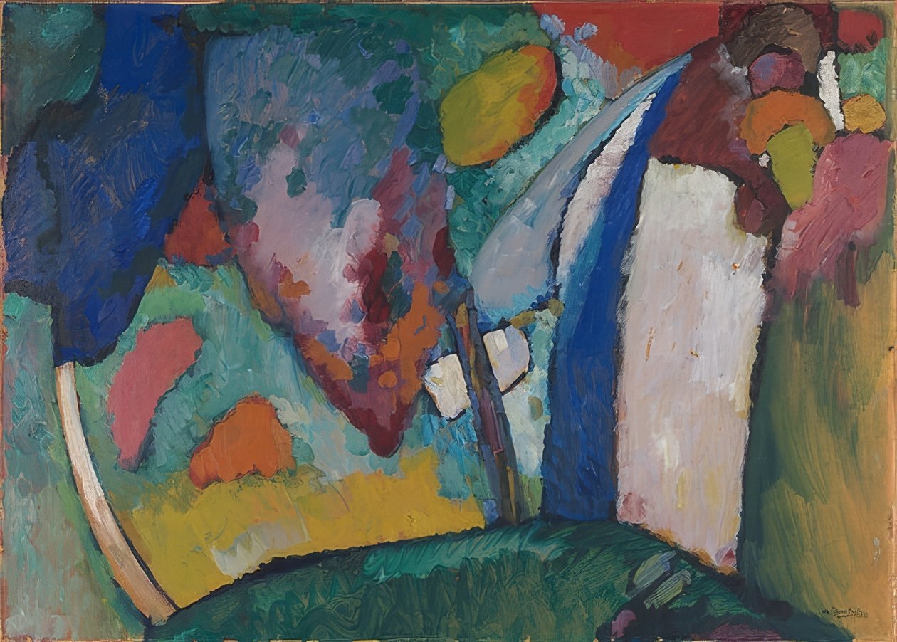 Vesiputous. 1909 tekijältä Wassily Kandinsky
