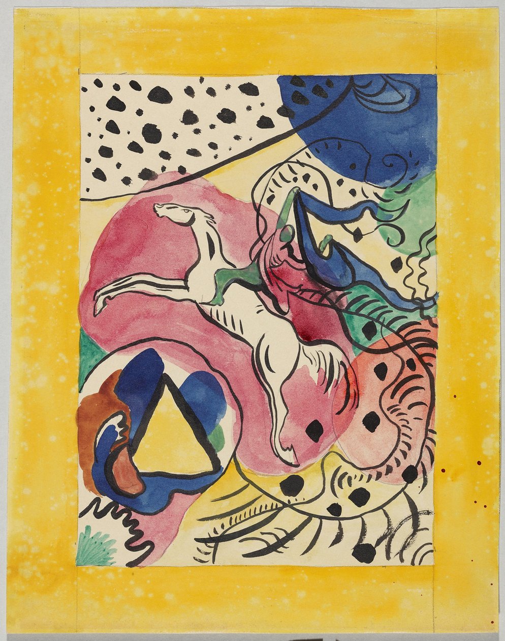 Luonnos almanakan "Der Blaue Reiter" kanteen tekijältä Wassily Kandinsky