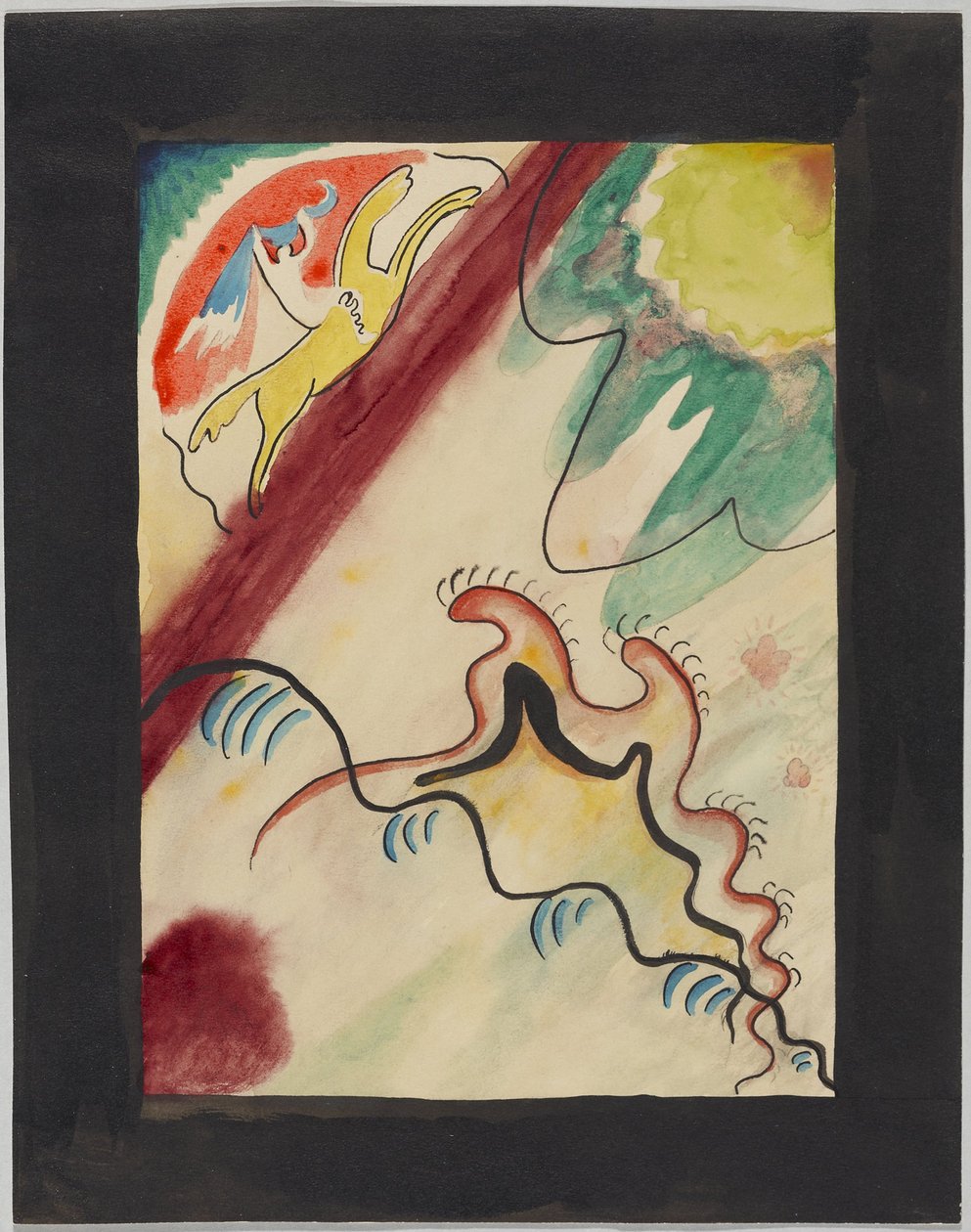 Luonnos almanakan "Der Blaue Reiter" kannelle tekijältä Wassily Kandinsky