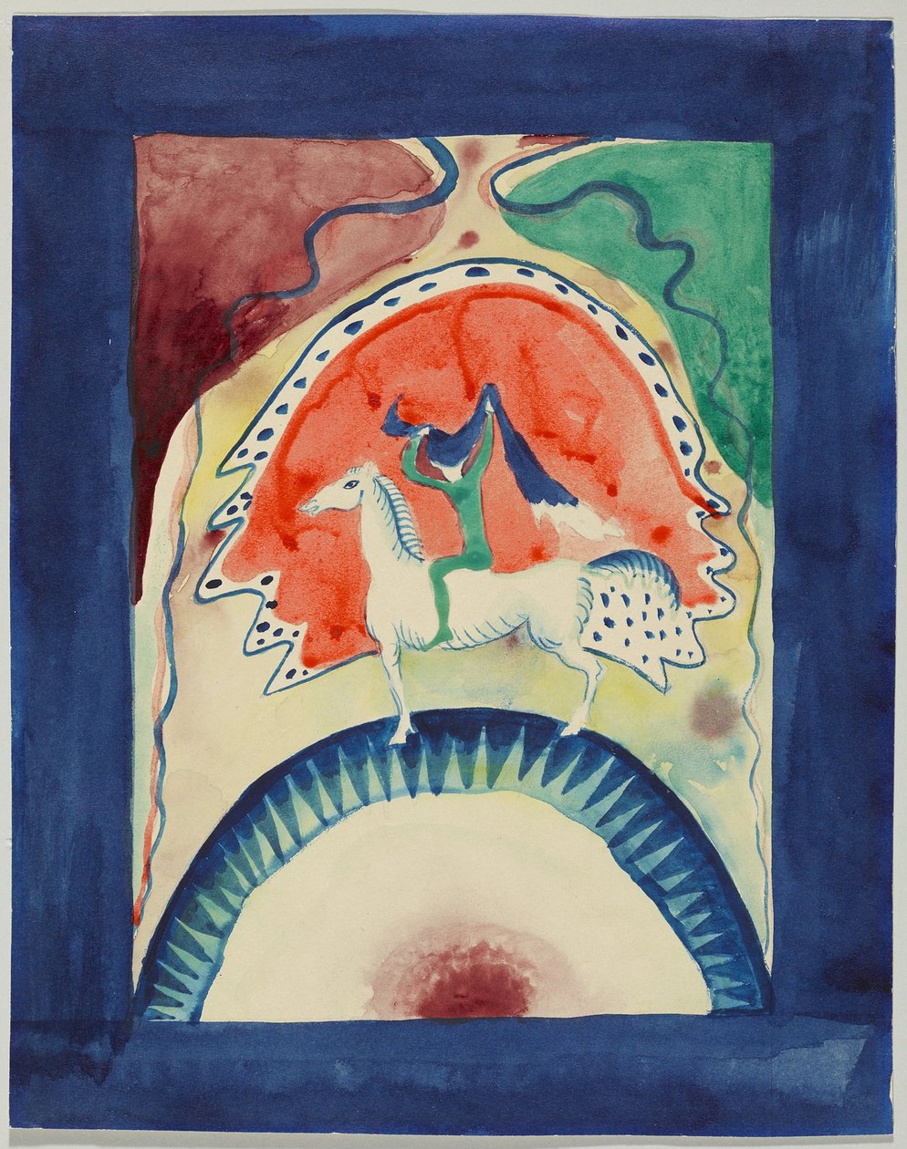 Luonnos almanakan "Der Blaue Reiter" kanteen tekijältä Wassily Kandinsky