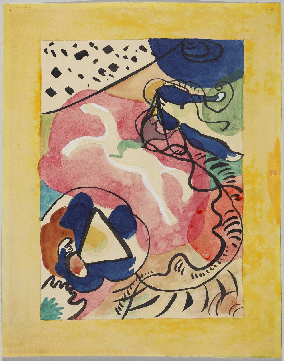 Luonnos almanakan "Der Blaue Reiter" kannelle tekijältä Wassily Kandinsky
