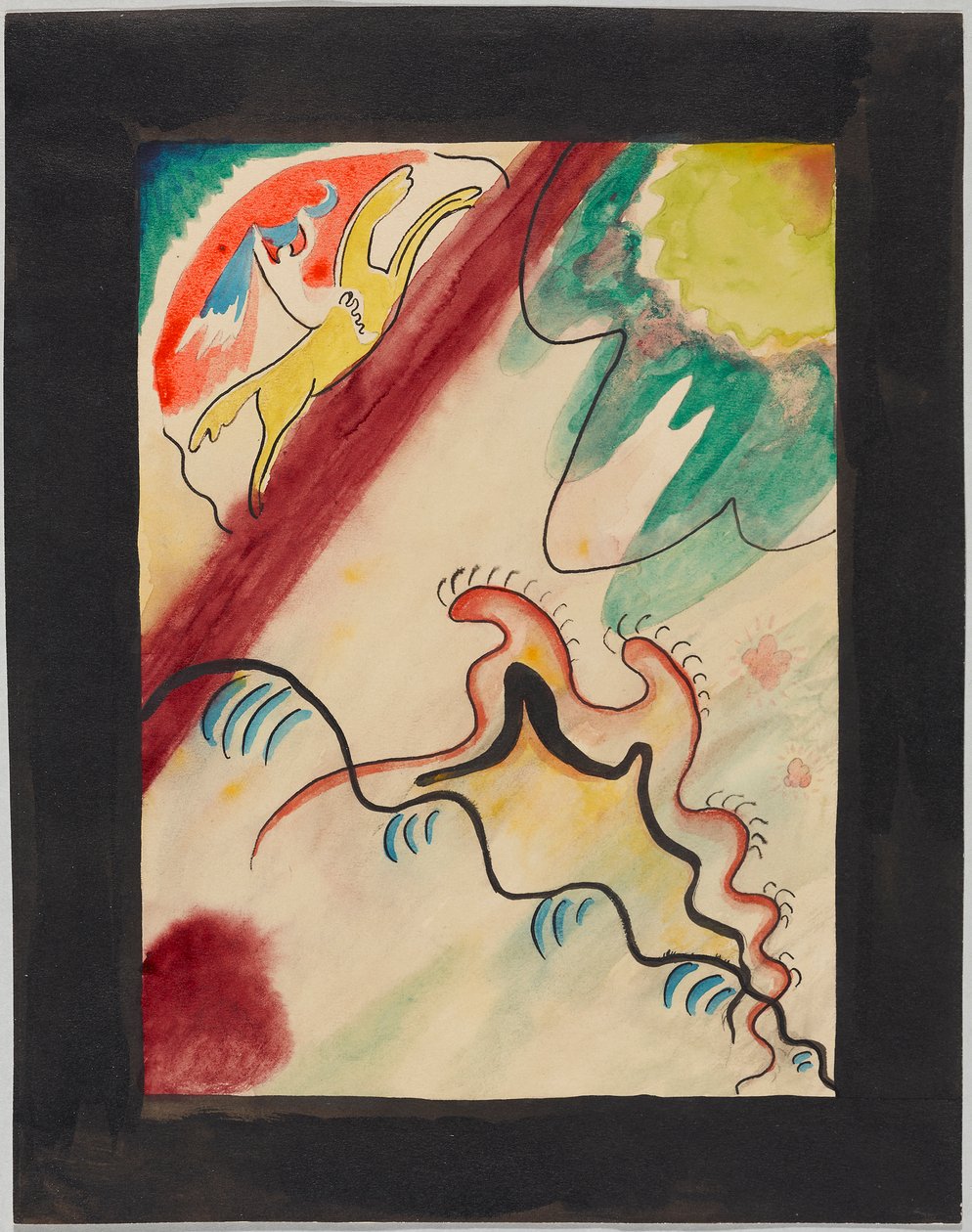 Luonnos ”Der Blaue Reiter” -almanakin kansikuvaan tekijältä Wassily Kandinsky