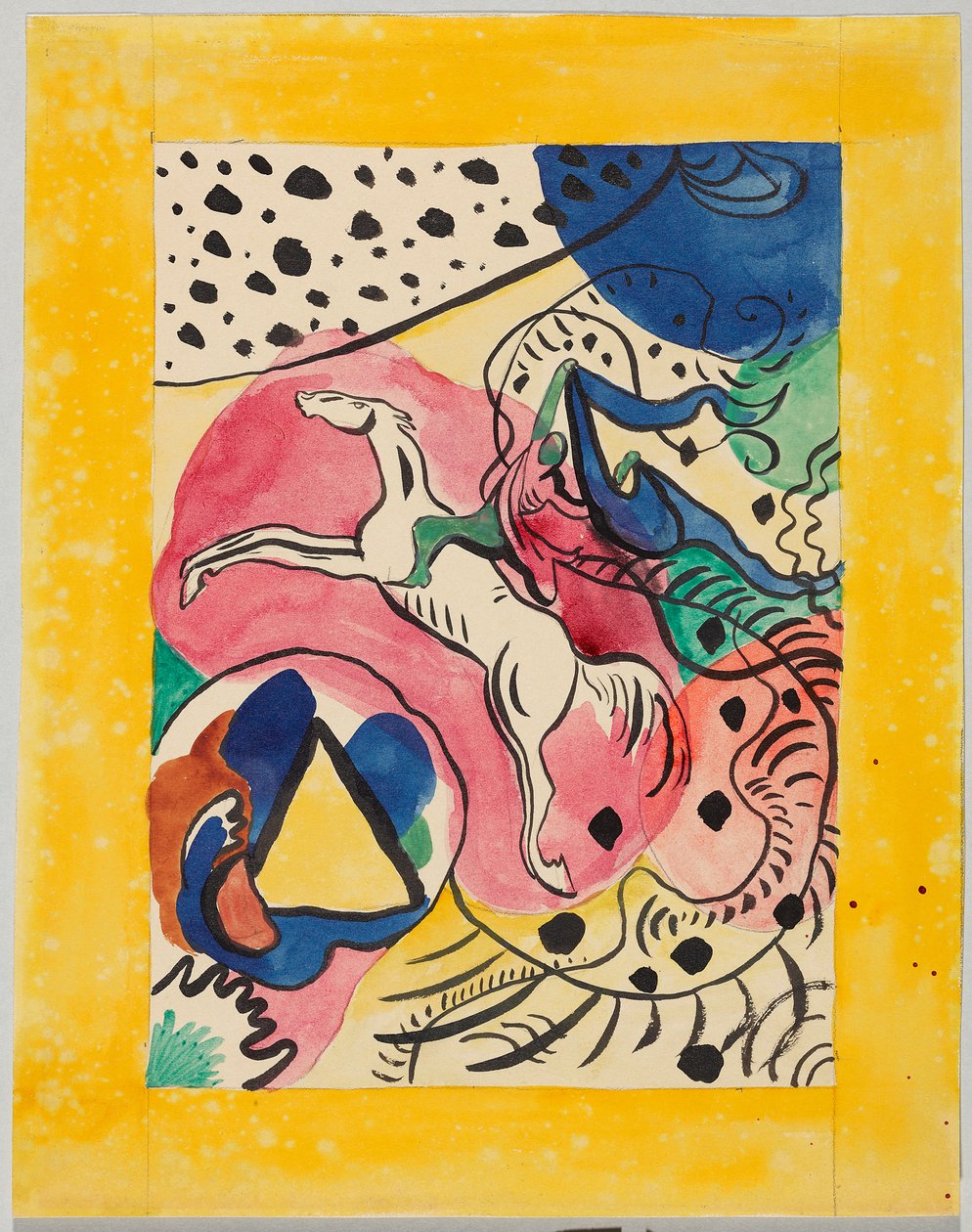 Luonnos ”Der Blaue Reiter” -almanakin kansikuvaan tekijältä Wassily Kandinsky