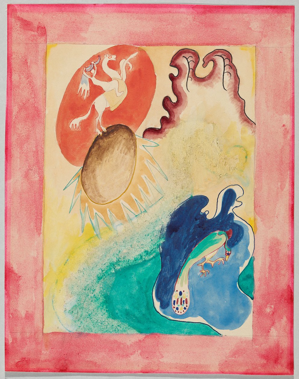 Luonnos almanakan "Sininen ratsastaja" kanneksi tekijältä Wassily Kandinsky