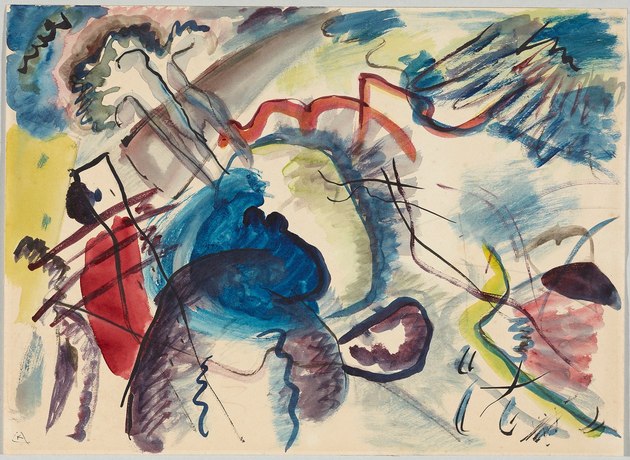 Luonnos "Valkoisella reunuksella" tekijältä Wassily Kandinsky
