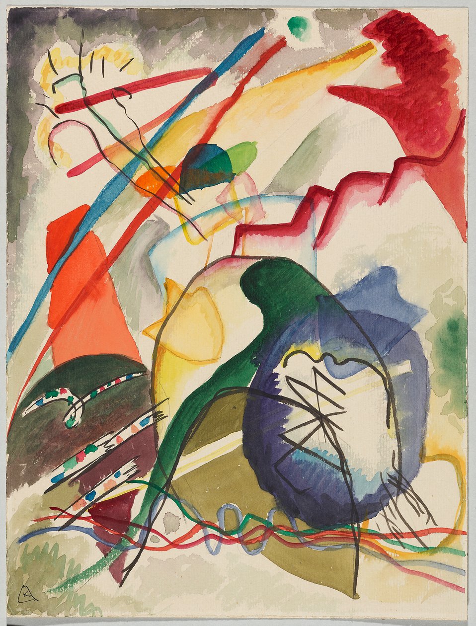 Luonnos teokseen "Kuva valkoisella reunalla" tekijältä Wassily Kandinsky