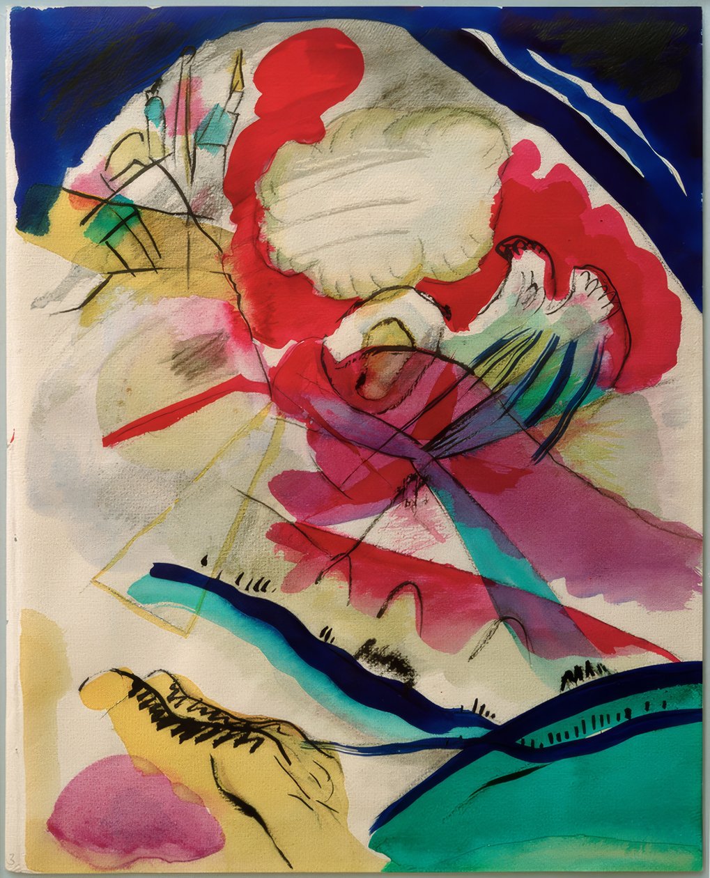 Luonnos kuvaksi valkoisilla viivoilla tekijältä Wassily Kandinsky