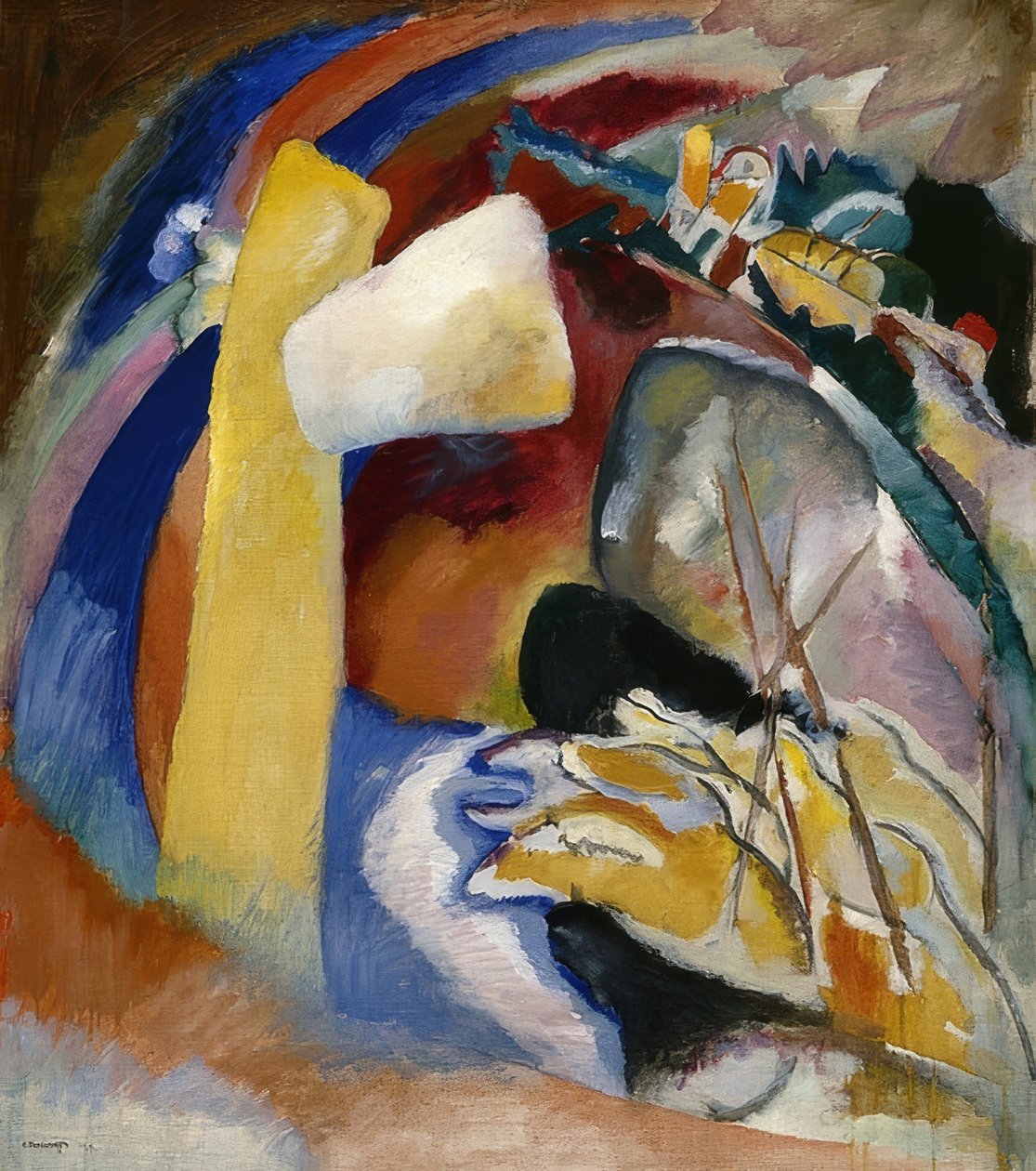 Luonnos kuvaksi valkoisella muodolla. 1913 tekijältä Wassily Kandinsky