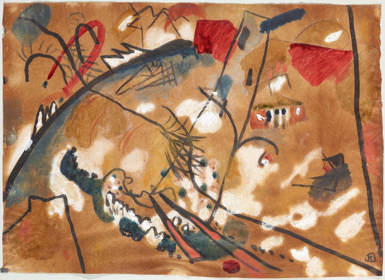 Luonnos kappaleelle "Improvisation 24 (Troika II)" tekijältä Wassily Kandinsky