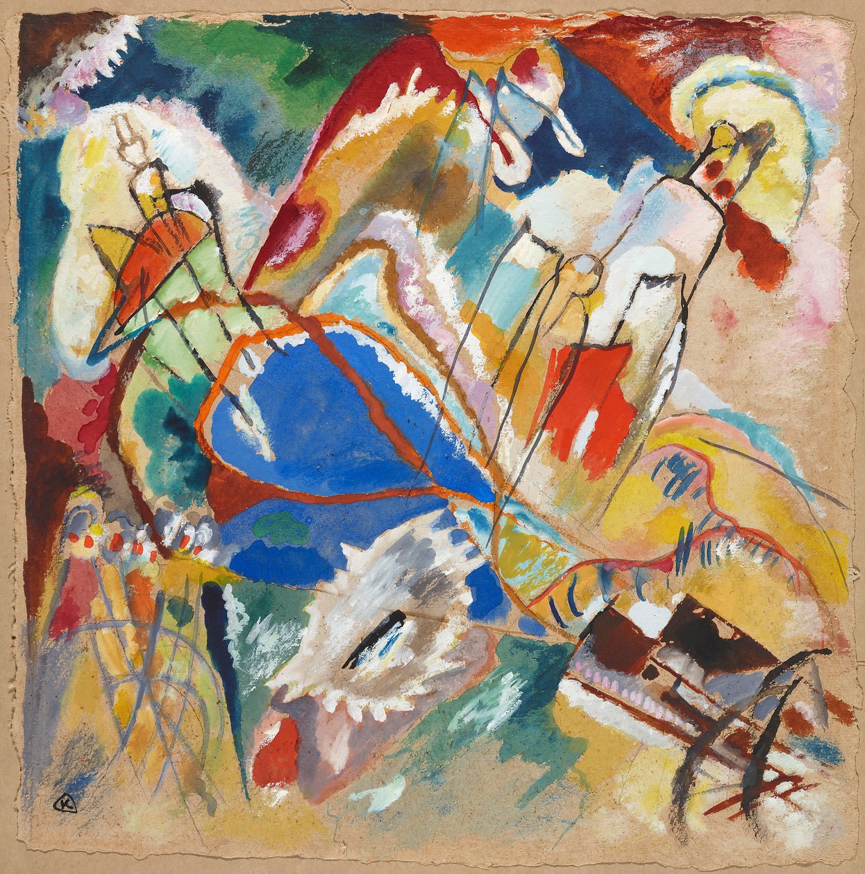 Luonnos teokseen "Improvisaatio 30 (Tykit)" tekijältä Wassily Kandinsky