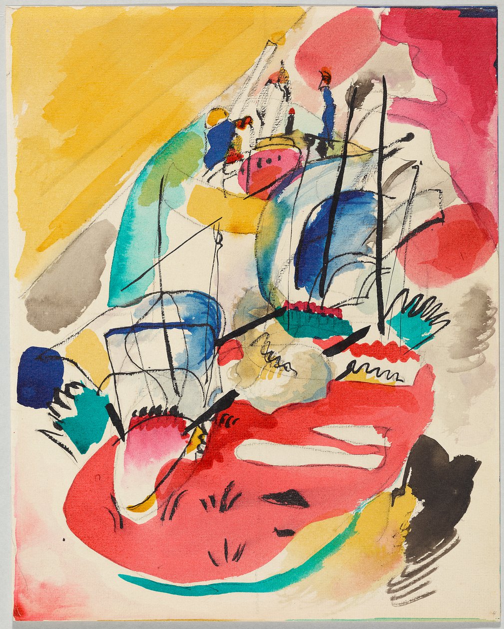 Luonnos teokseen "Improvisaatio 31 (meritaistelu)" tekijältä Wassily Kandinsky