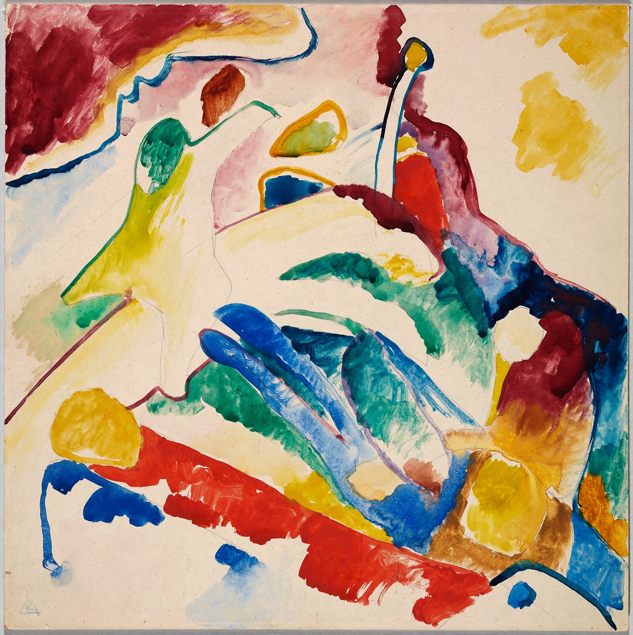 Luonnos teokseen "Sommitelma II" tekijältä Wassily Kandinsky
