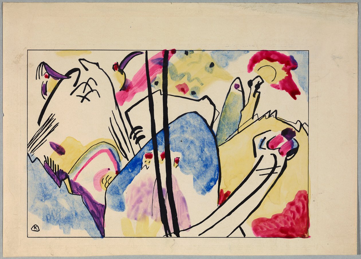 Luonnos "Sävellys IV" tekijältä Wassily Kandinsky
