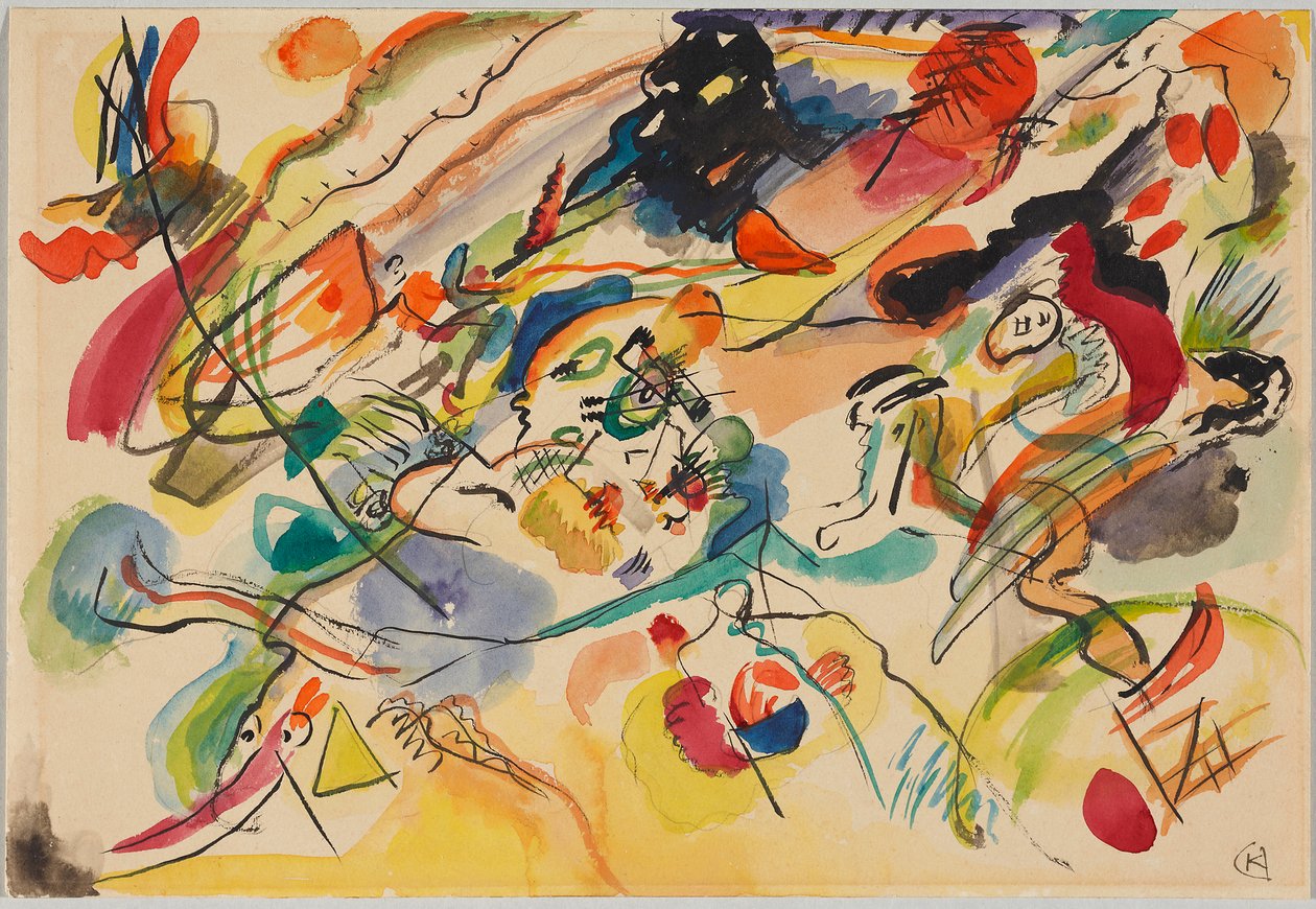 Luonnos teokseen "Kompositio VII" tekijältä Wassily Kandinsky