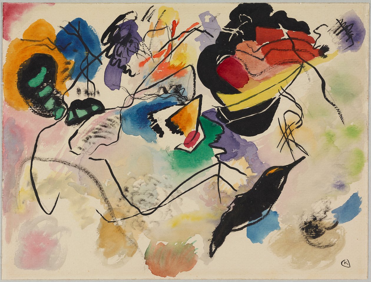 Luonnos teokseen "Sommitelma VII" tekijältä Wassily Kandinsky