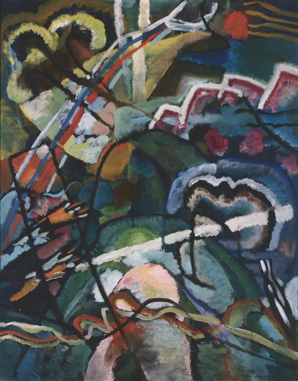 ""Maalauksen luonnoksessa I on valkoinen reunus"" Vassily Kandinskyn (tai Wassily Kandinski tai Kandinskij) maalaus tekijältä Wassily Kandinsky