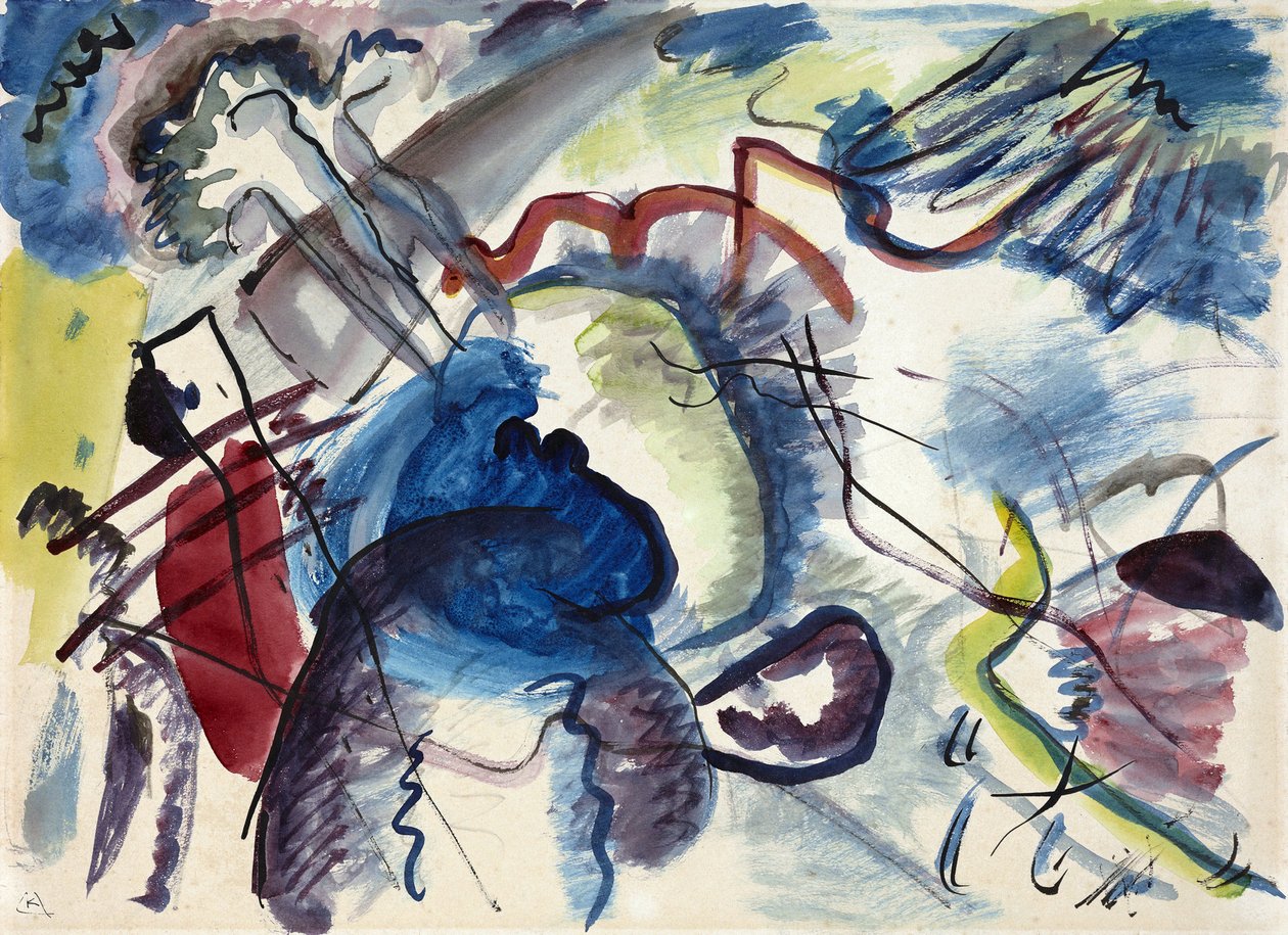 ""Esquisse pour peinture a bordure blanche"" (Sketch for Painting with White Border) (Design maalaamiseen valkoisella reunuksella) Painting by Wassily Kandinsky tekijältä Wassily Kandinsky