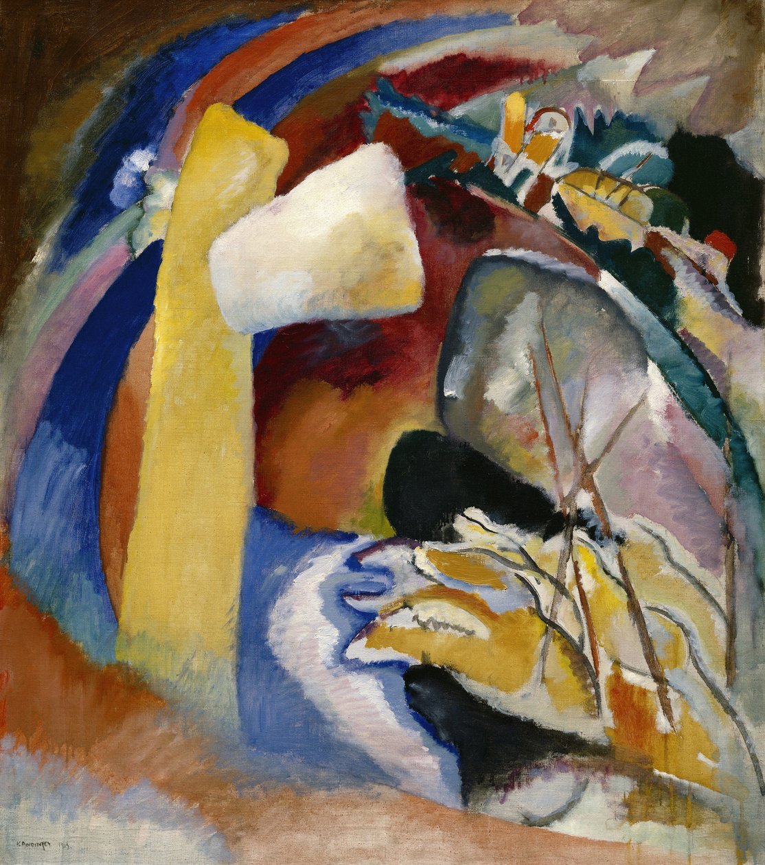 ""Maalaustutkimuksella on valkoinen muoto"" Vassily Kandinskyn (tai Wassily Kandinski tai Kandinskij) maalaus tekijältä Wassily Kandinsky