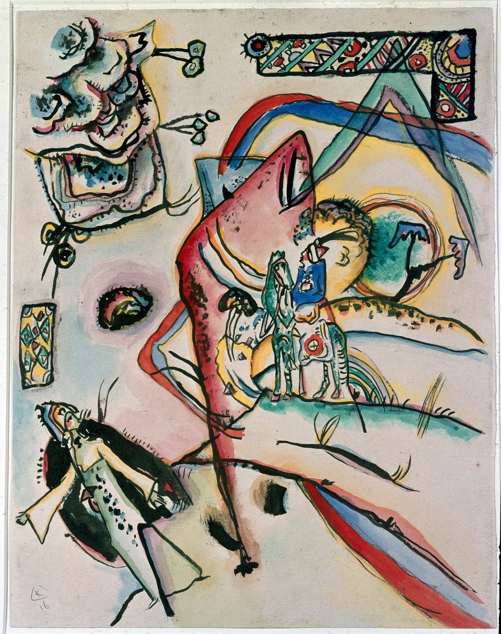 Ekspressionismi: "" Ratsumies"" Vassily Kandinskyn maalaus (tai Wassily Kandinsky tai Kandinsky, 1866-1944). 1916 New York, Museum of Modern Art tekijältä Wassily Kandinsky