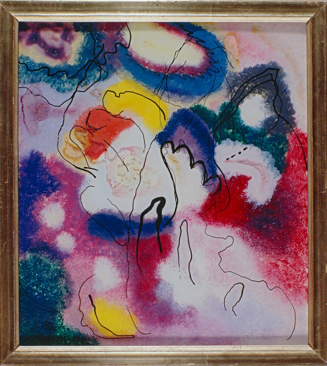 Lasimaalaus, jossa on punainen täplä tekijältä Wassily Kandinsky